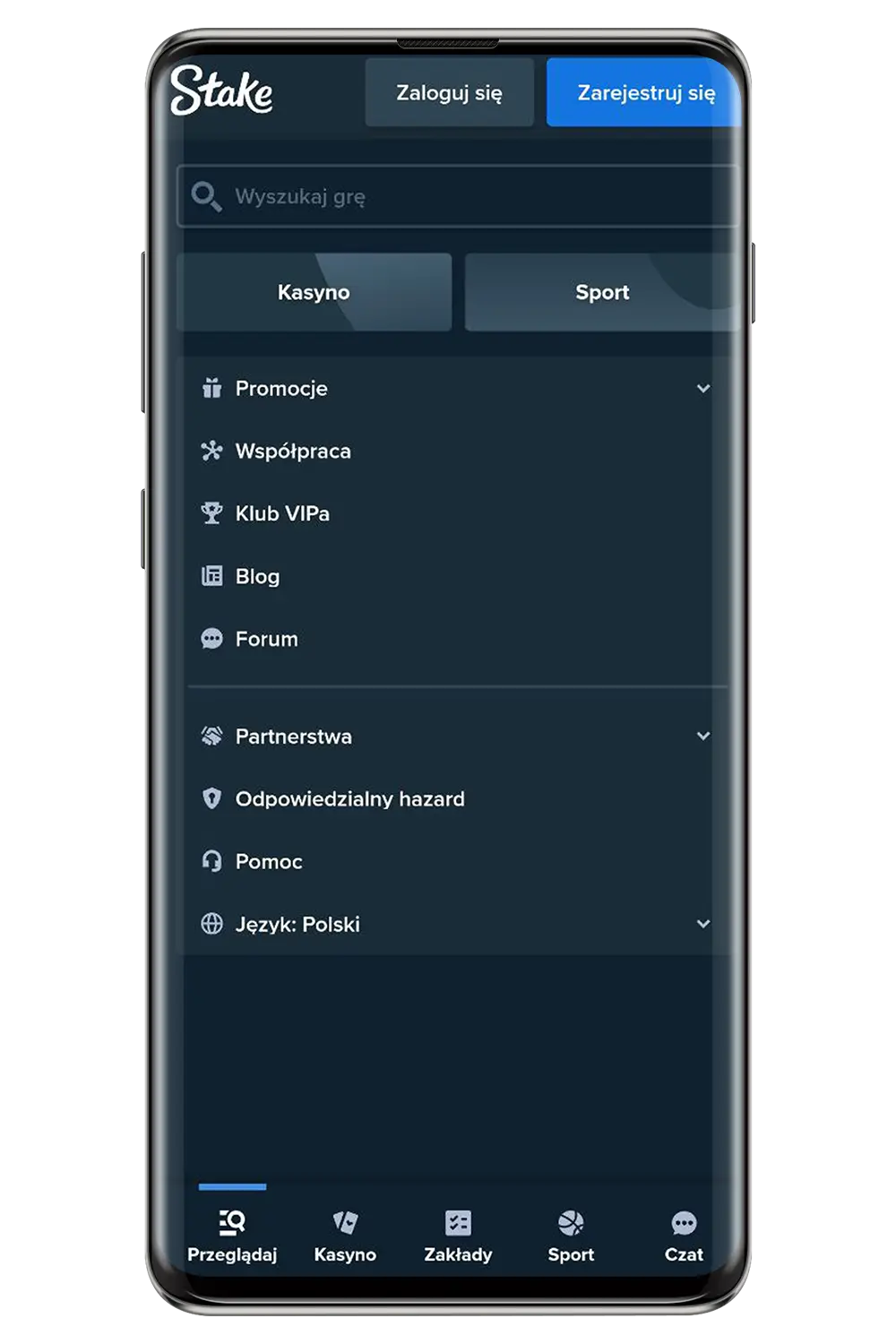 Kasyno Stake na urządzeniu mobilnym