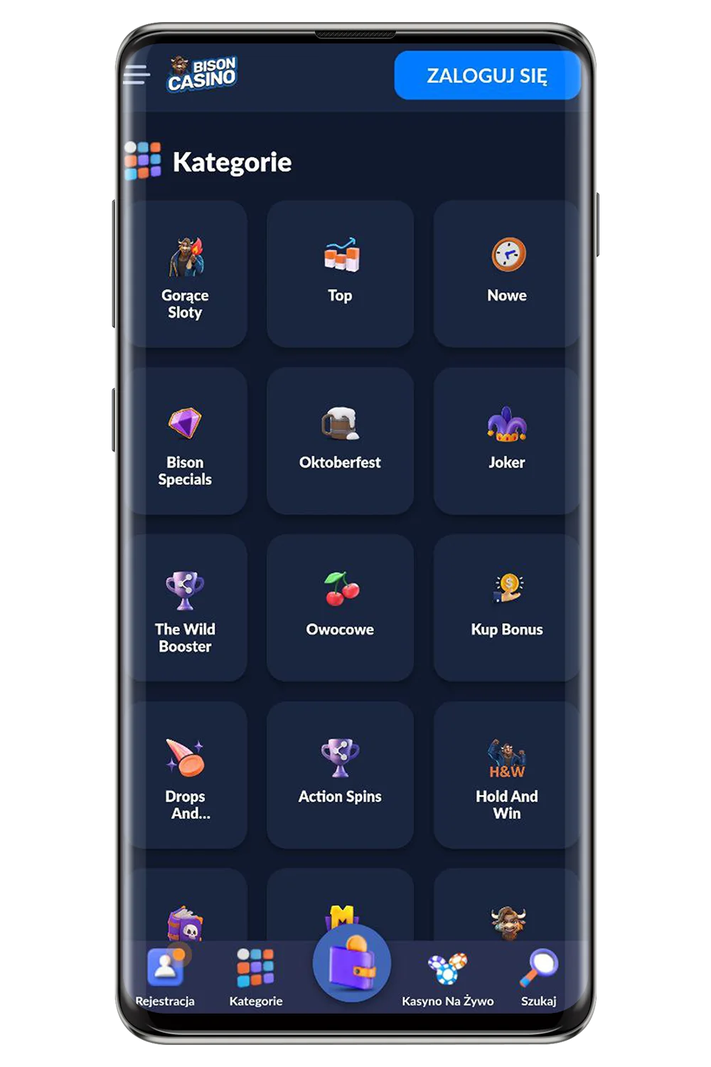 Kasyno Bison na urządzeniu mobilnym
