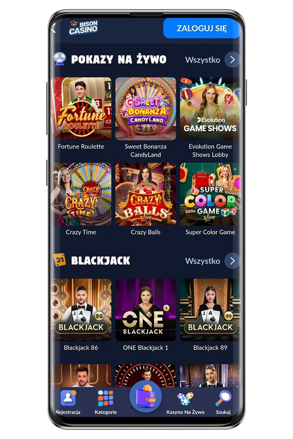 Kasyno Bison na urządzeniu mobilnym