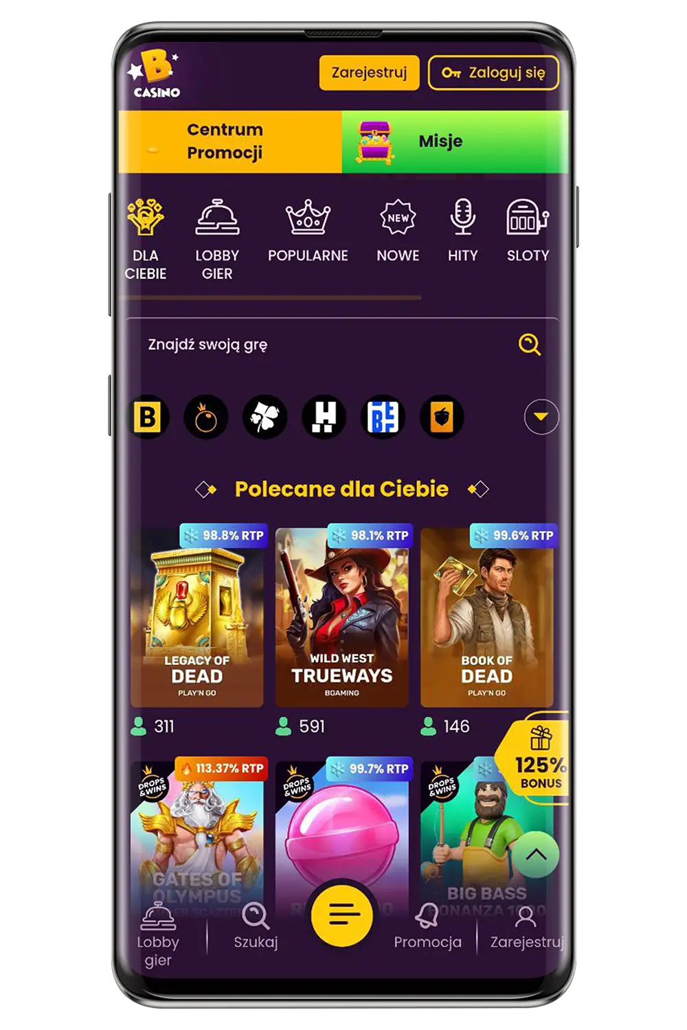 Kasyno Bizzo na urządzeniu mobilnym