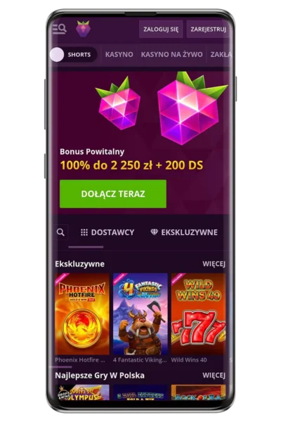 Kasyno Malina na urządzeniu mobilnym