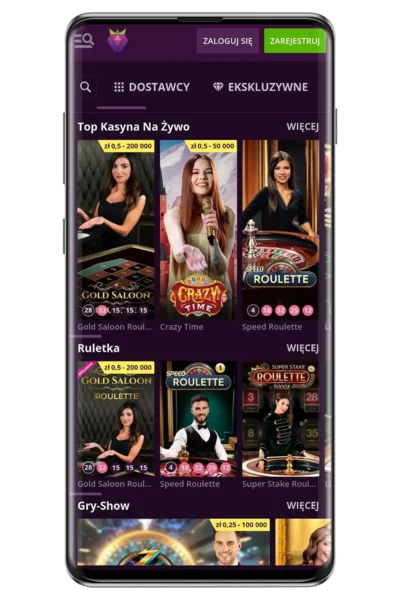 Kasyno Malina na urządzeniu mobilnym
